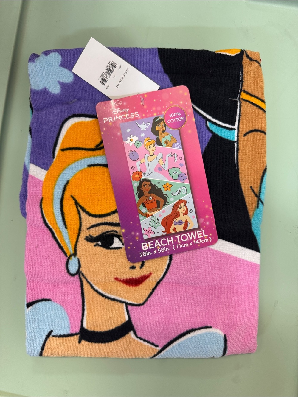 Disney Princess Beach Towel in Pink, Purple, Black and Teal